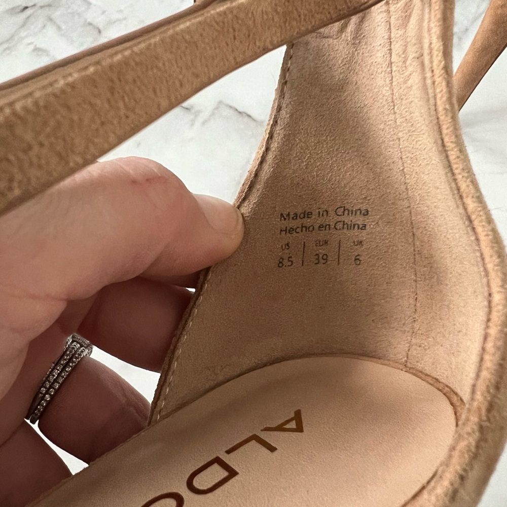 ALDO Women's Suede Tan Heels - Picture 3 of 4